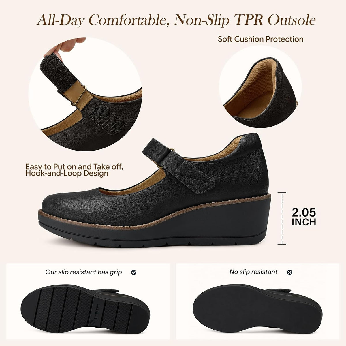 SHIBEVER Women Mary Jane Shoes: Casual Comfortable Arch Support Work Pumps