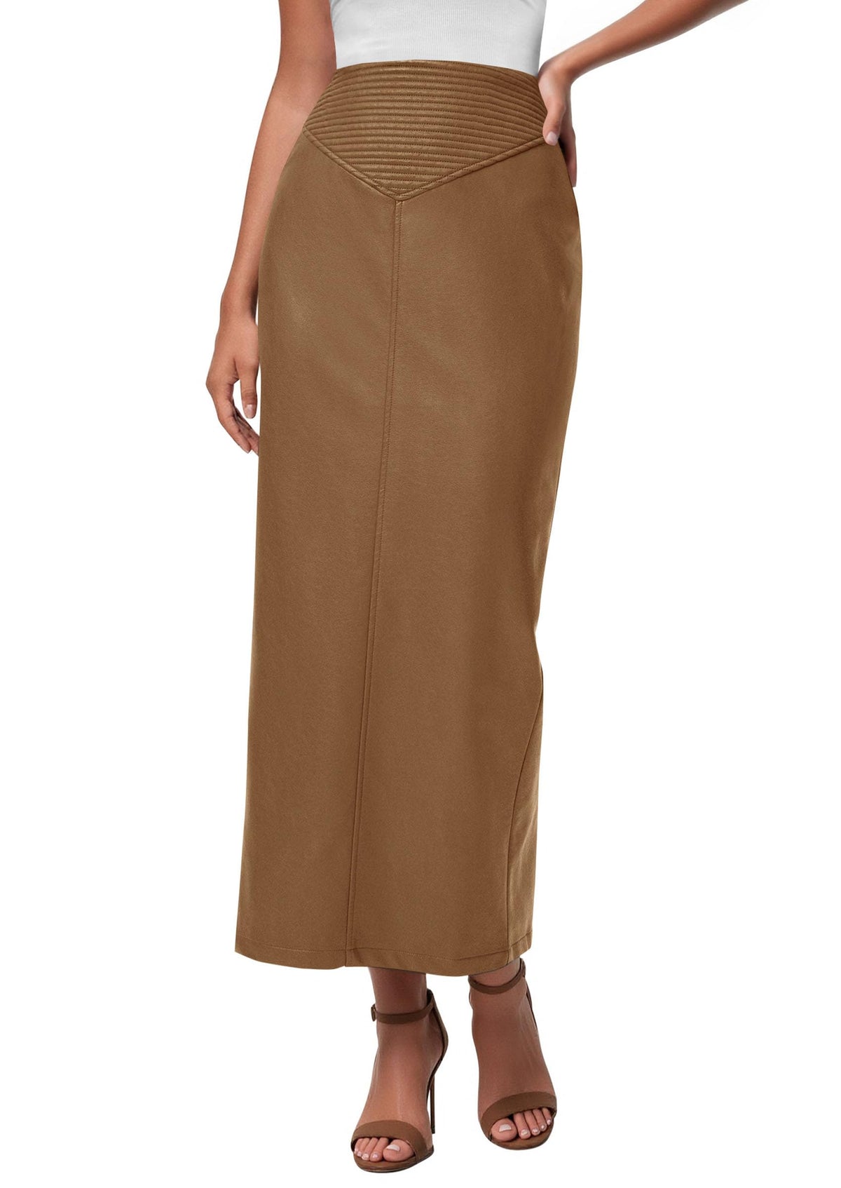 PRETTYGARDEN Women's Faux Leather High Waisted Maxi Skirts
