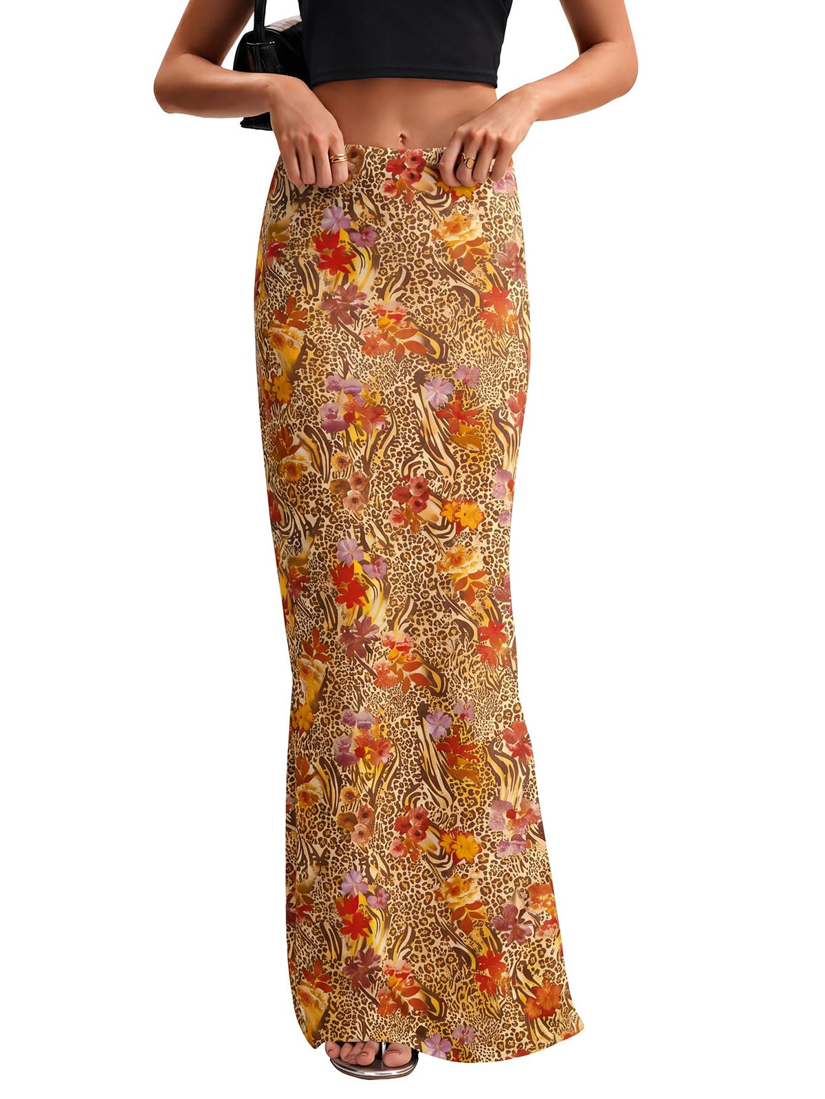 KIFOVEN Women's High Waist Elastic Flare Sexy Bodycon Basic Slim Maxi Skirt