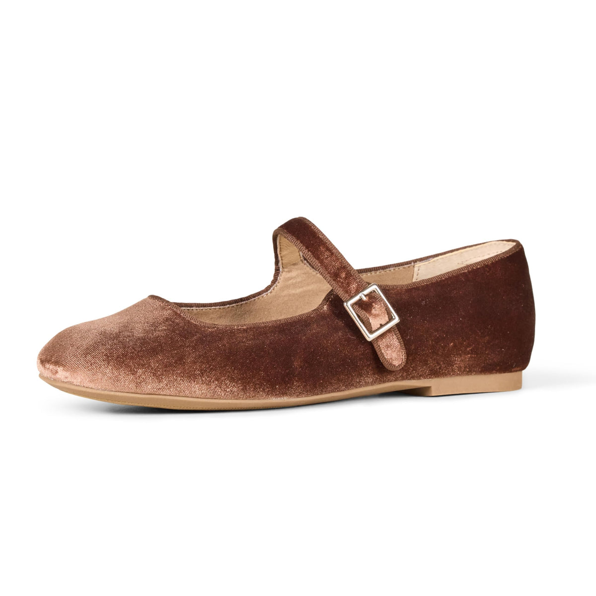 Amazon Essentials Women's Square-Toe Mary Jane Ballet Flat with Adjustable Metal Buckle Strap, Non-Slip Low Heel, Cushioned