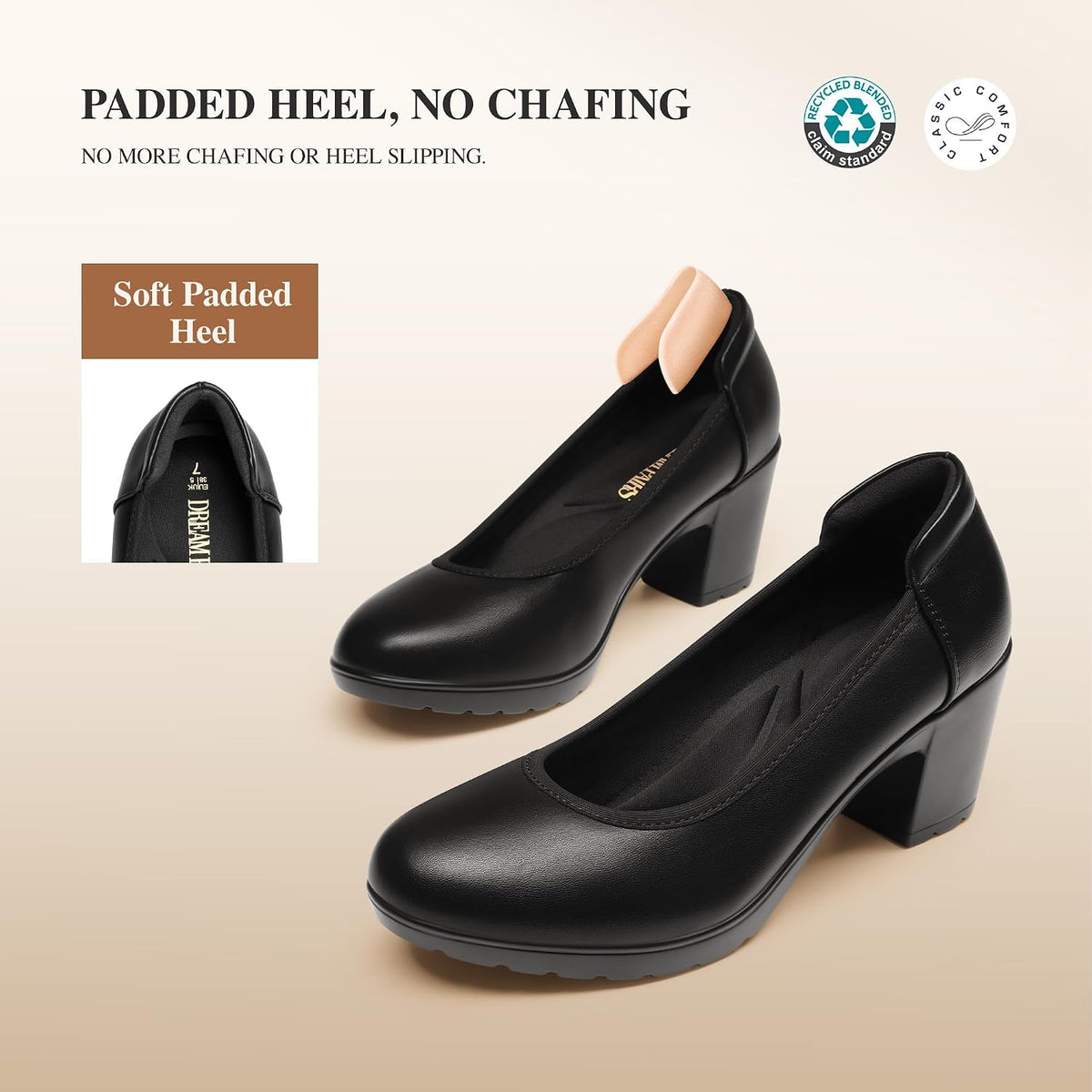 DREAM PAIRS Women's Chunky Round Toe Dress Shoes