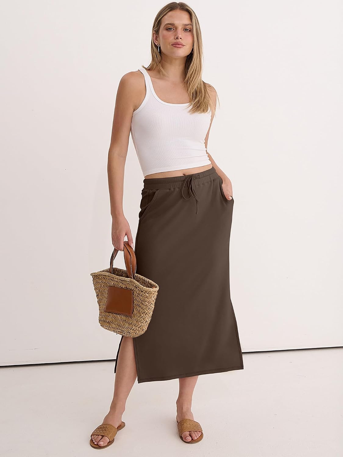 ANRABESS Air Layer Fabric Maxi Skirts for Women