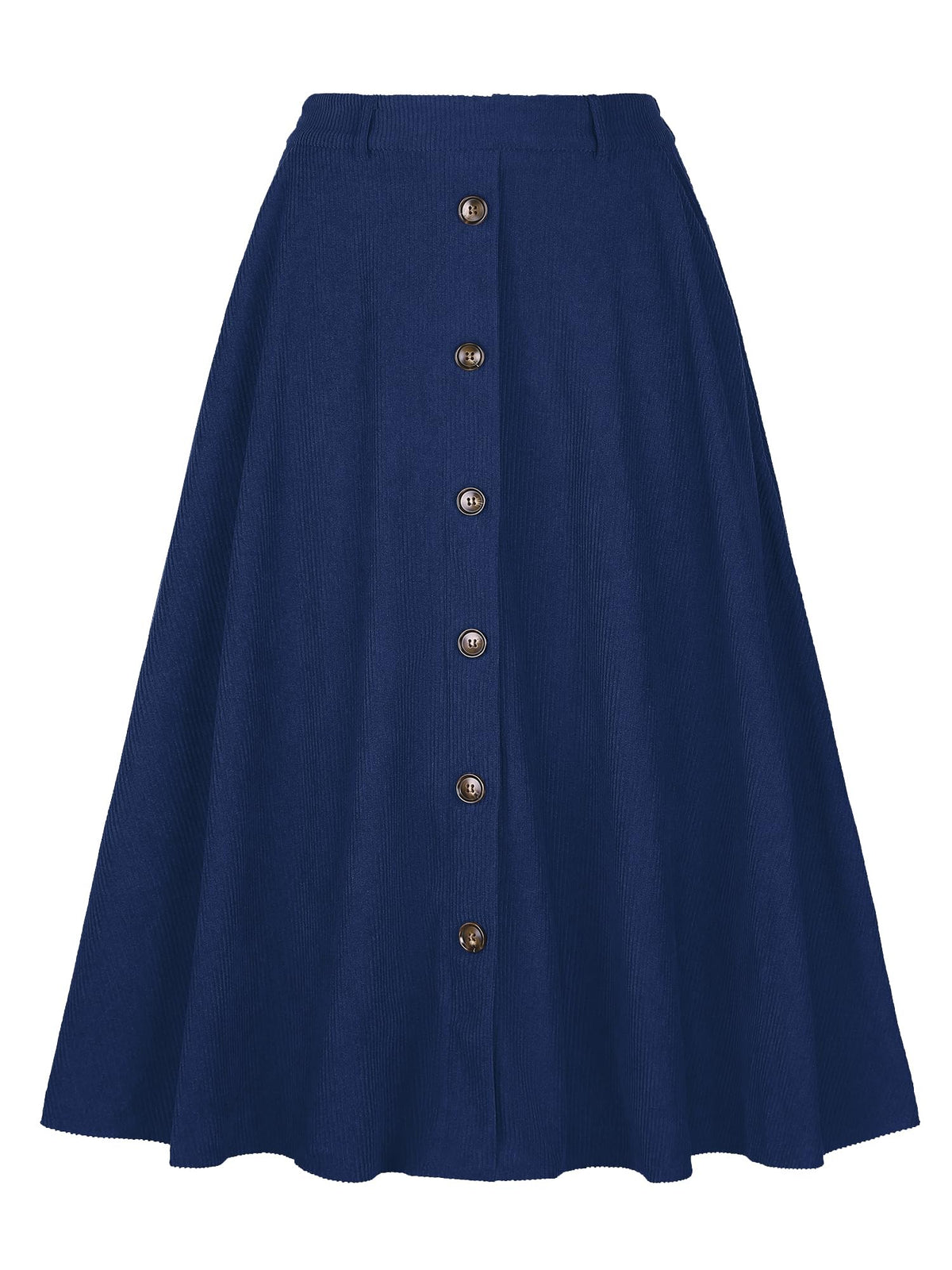 Allegra K Corduroy Skirt for Women Button Front High Waist Vintage Stretch A-Line Flared Casual Midi Skirts with Pockets