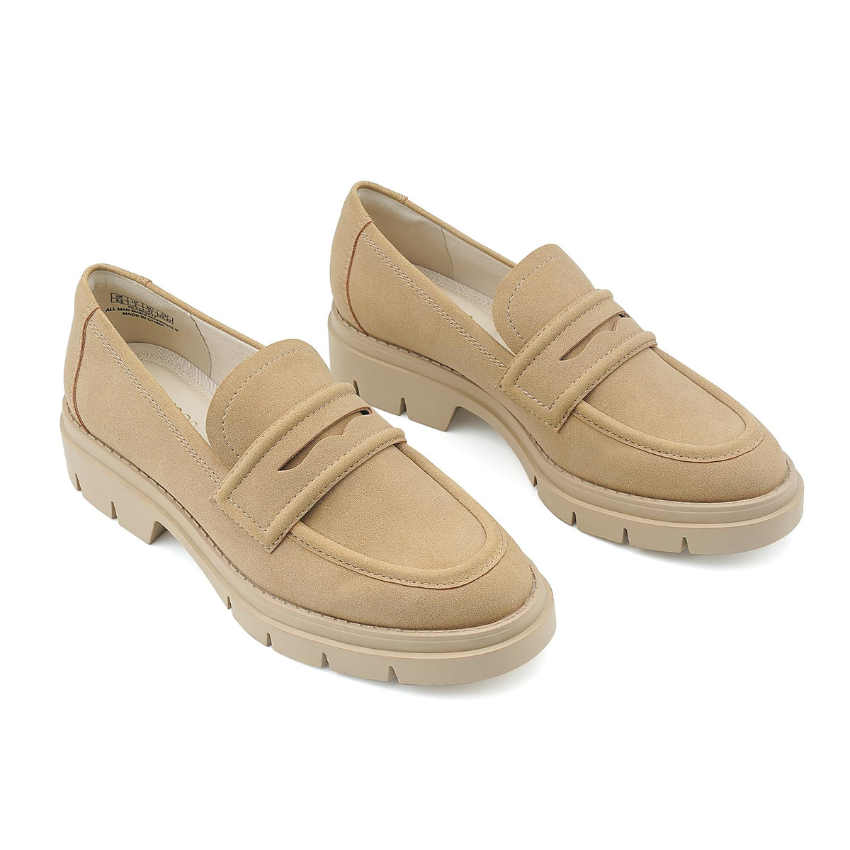JENN ARDOR Women's Chunky Loafers Slip On Lug Sole Penny Loafer Comfort Casual Round Toe Mid Heels Platform Work Shoes