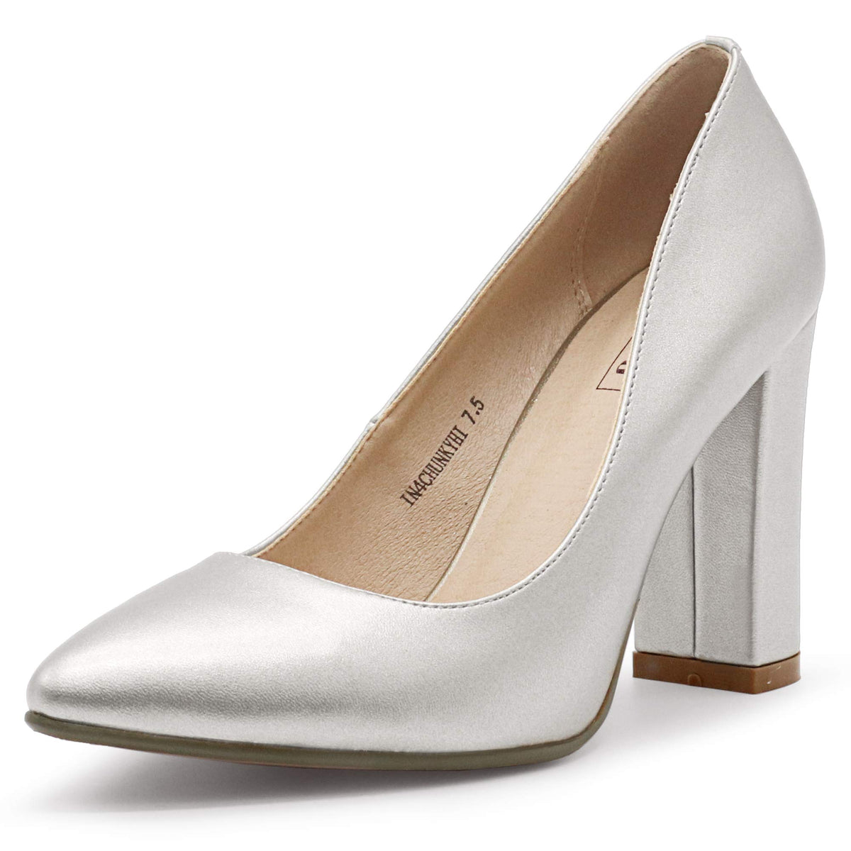 IDIFU Women's IN4 Chunky High Heels Closed Pointed Toe Pumps