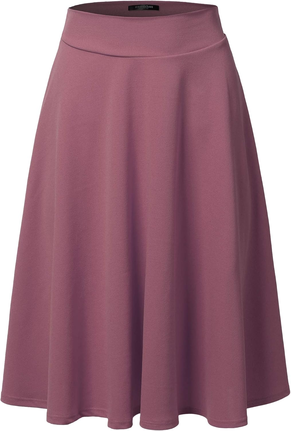 SSOULM A-Line Midi Skirt - Made in USA - Stretchy High Waisted Flare Skirts with Plus Size
