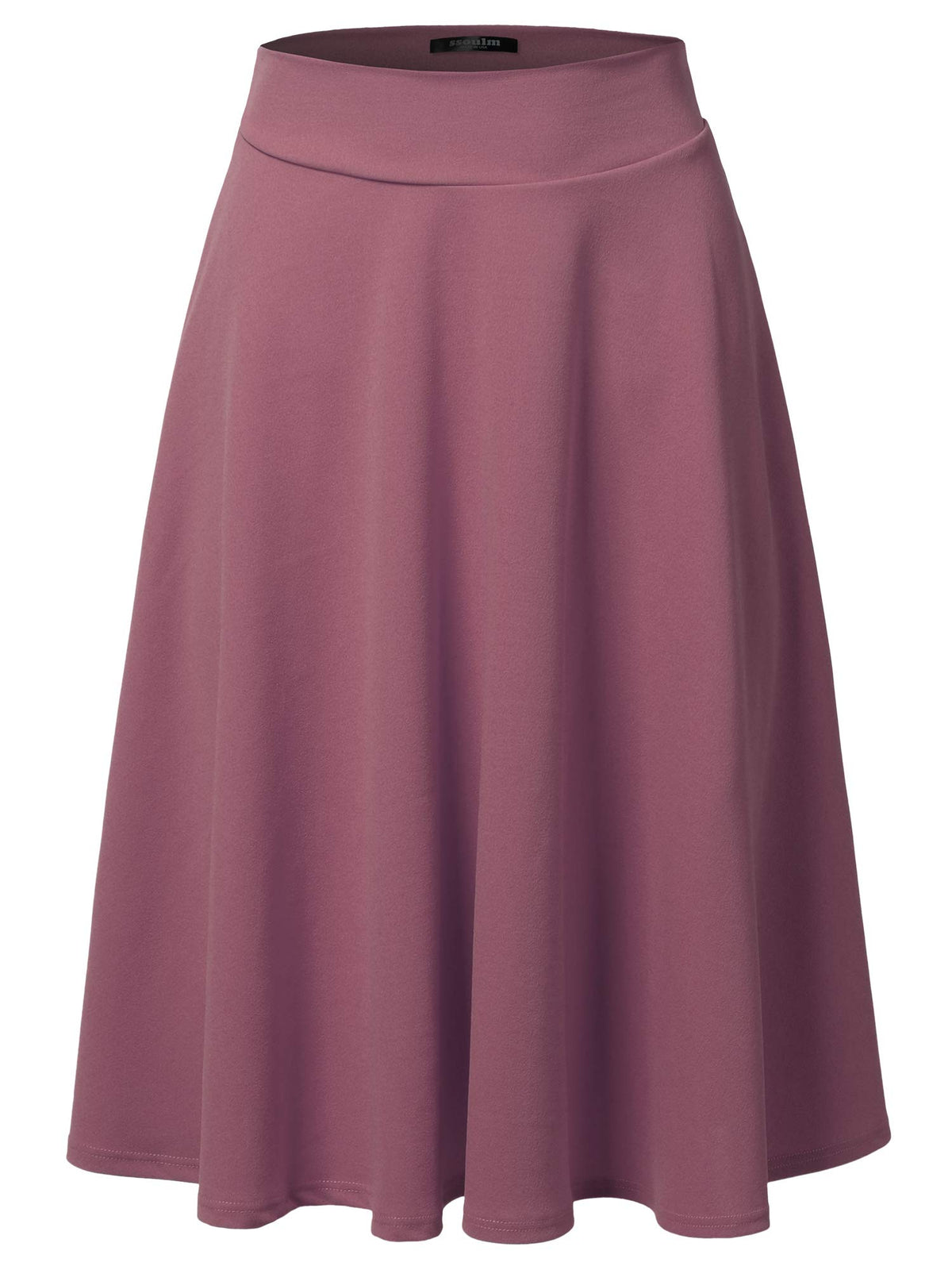 SSOULM A-Line Midi Skirt - Made in USA - Stretchy High Waisted Flare Skirts with Plus Size