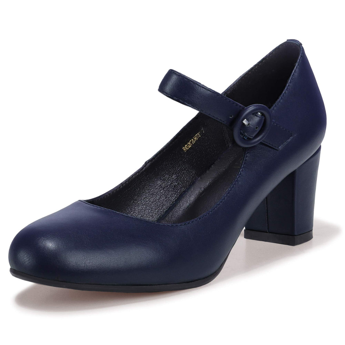 IDIFU Women's Mary Jane Dress Shoes Low Block Closed Round Toe Heels