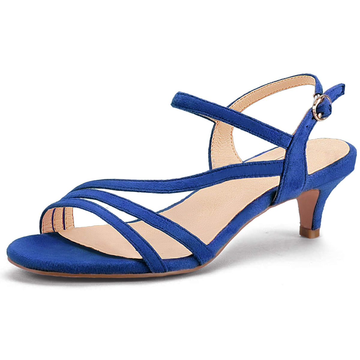 IDIFU Women's Dressy Strappy 2 Inch Low Kitten Heels Open Toe Heel Sandals