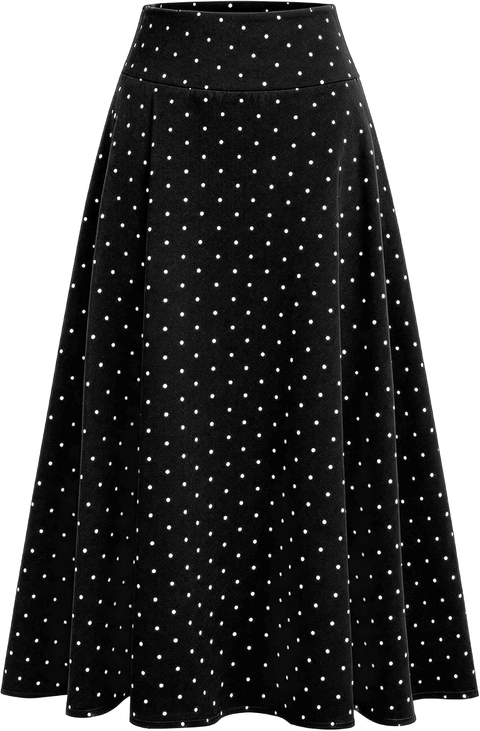CIDER Womens Satin Mid Rise Polka Dot Flared Maxi Skirt