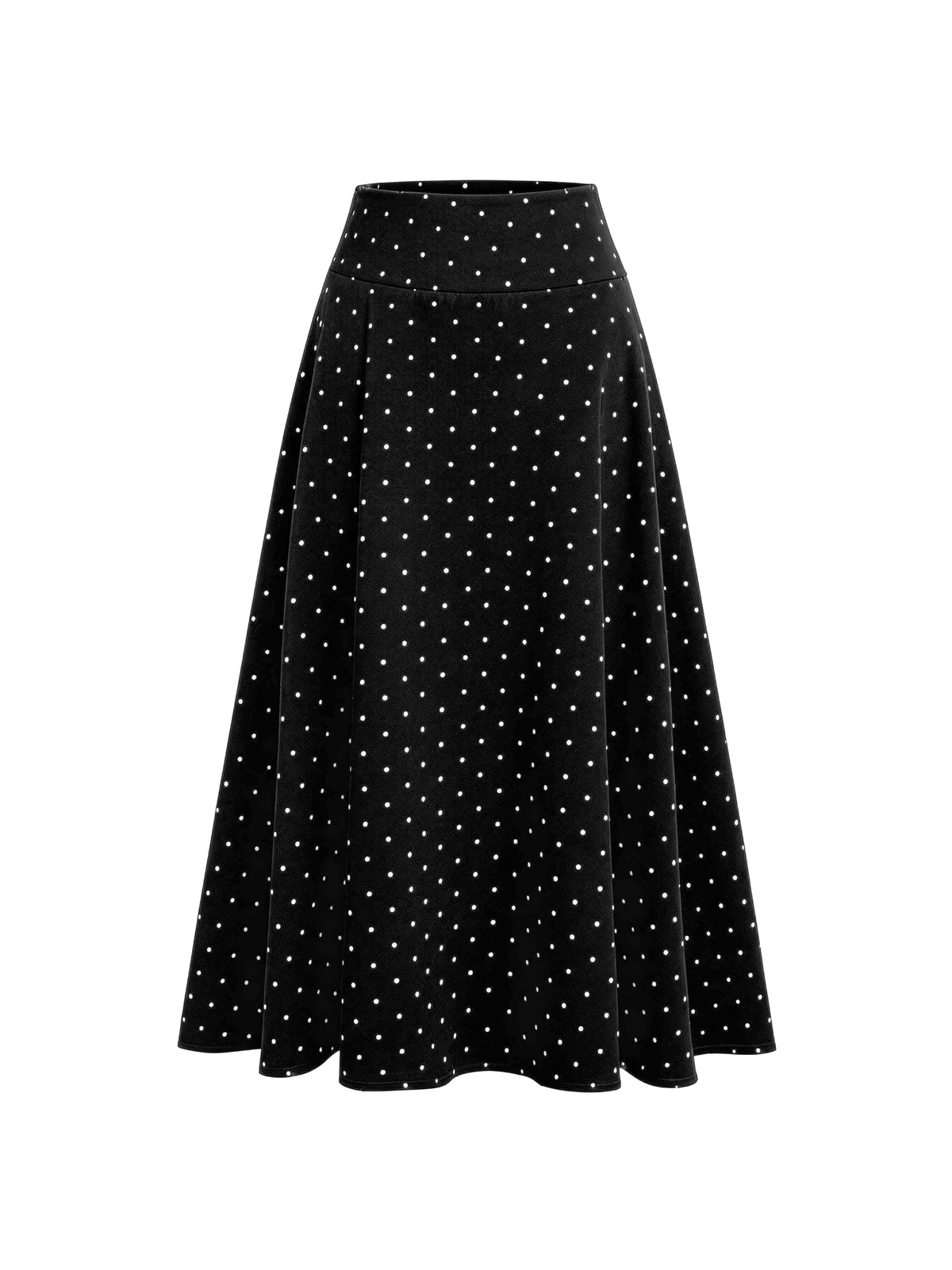 CIDER Womens Satin Mid Rise Polka Dot Flared Maxi Skirt