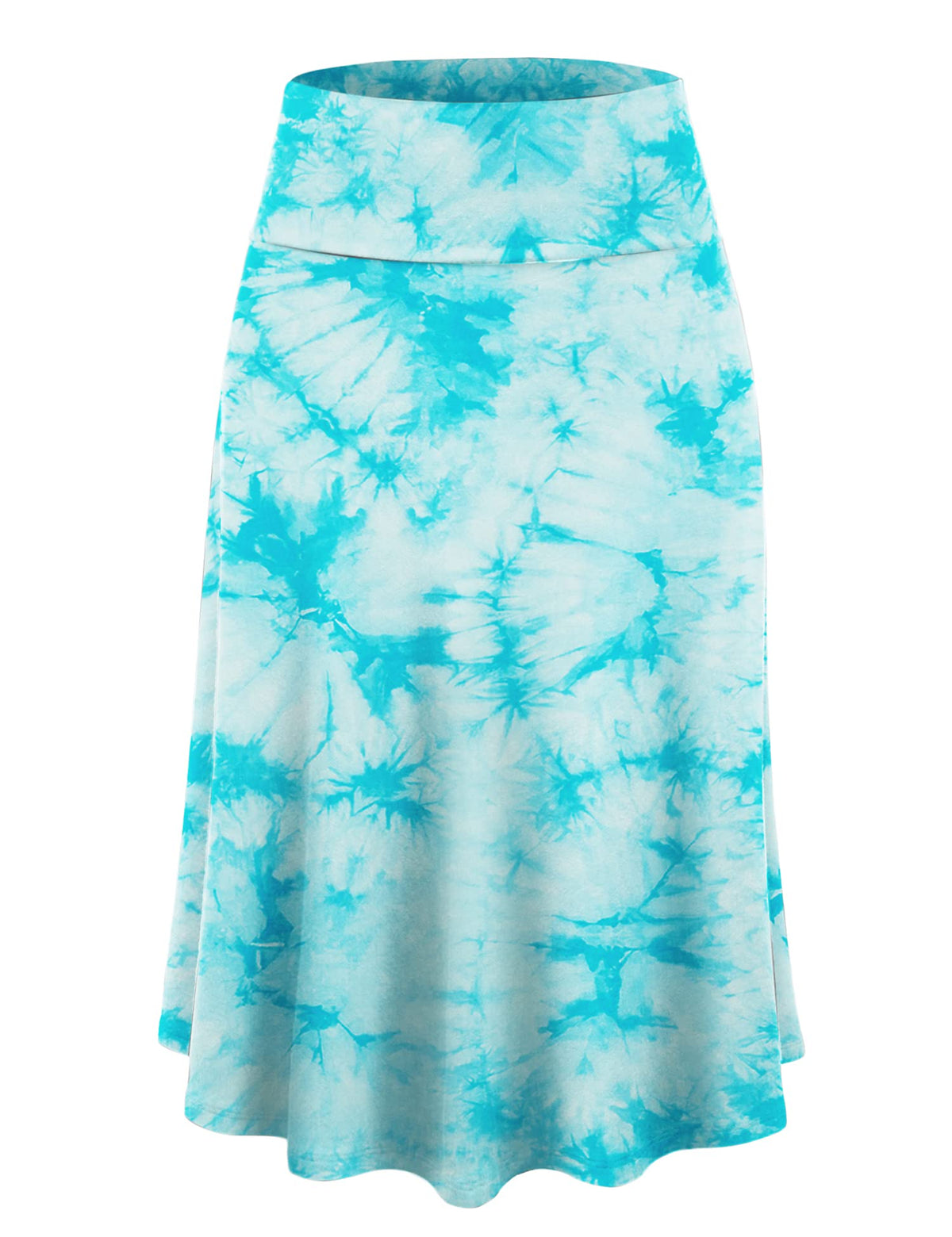 Lock and Love Women's Solid Ombre Lightweight Flare Midi Pull On Closure Skirt S-XXXL Plus Size