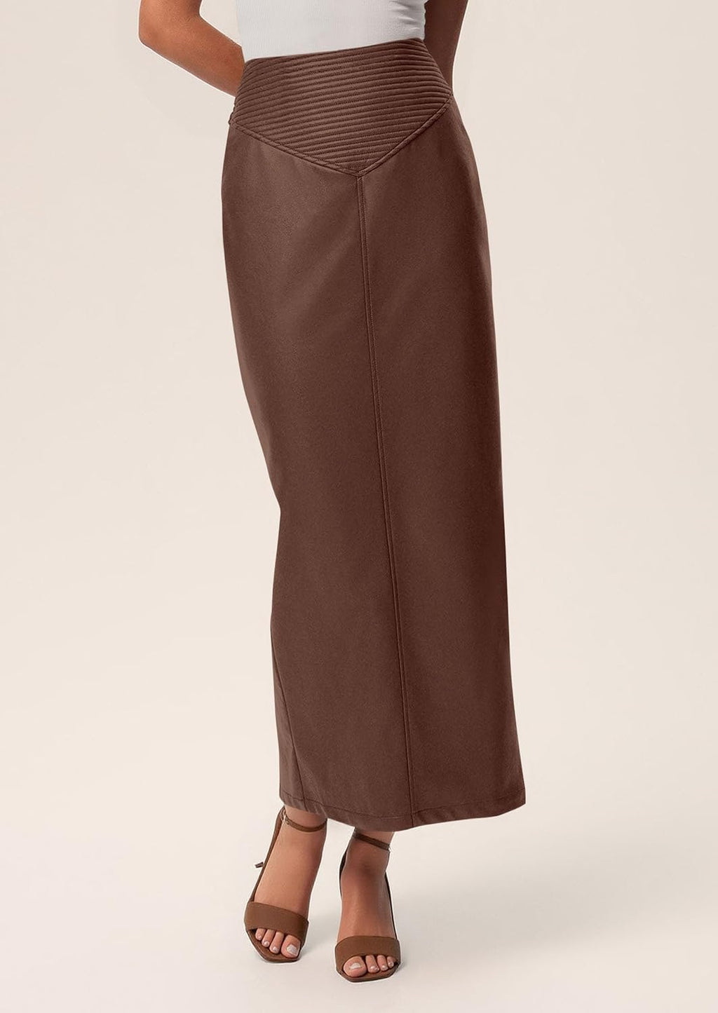 PRETTYGARDEN Women's Faux Leather High Waisted Maxi Skirts