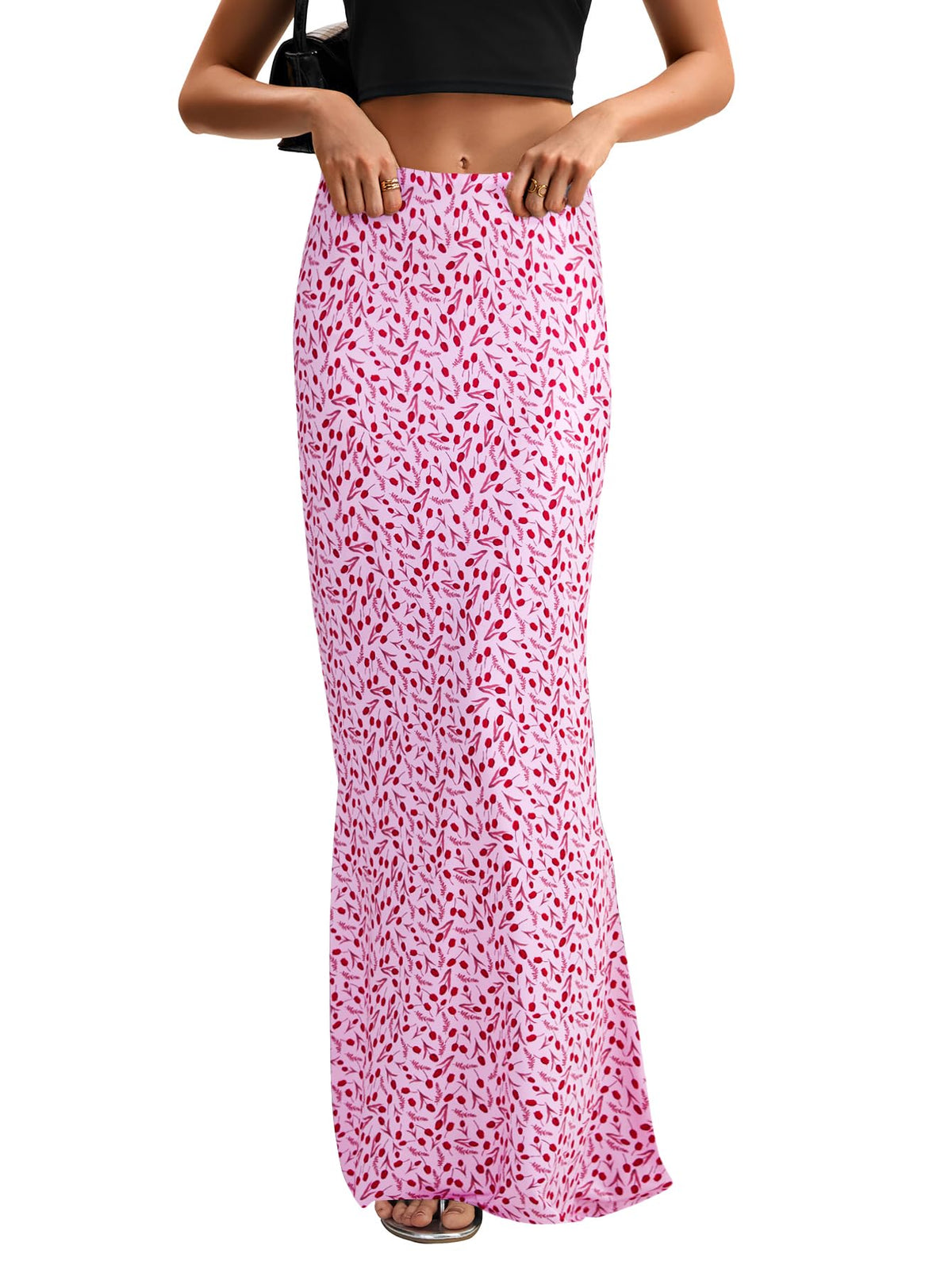 KIFOVEN Women's High Waist Elastic Flare Sexy Bodycon Basic Slim Maxi Skirt