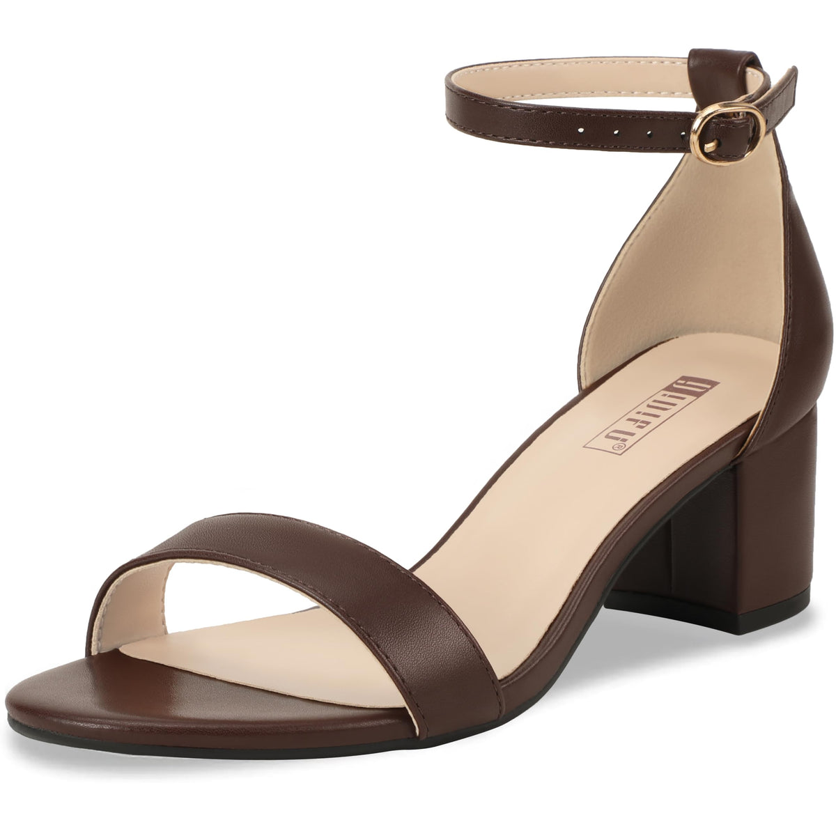 IDIFU Women's Cookie-LO Low Block Heels Chunky Sandals Ankle Strap Wedding Dress Pump Shoes