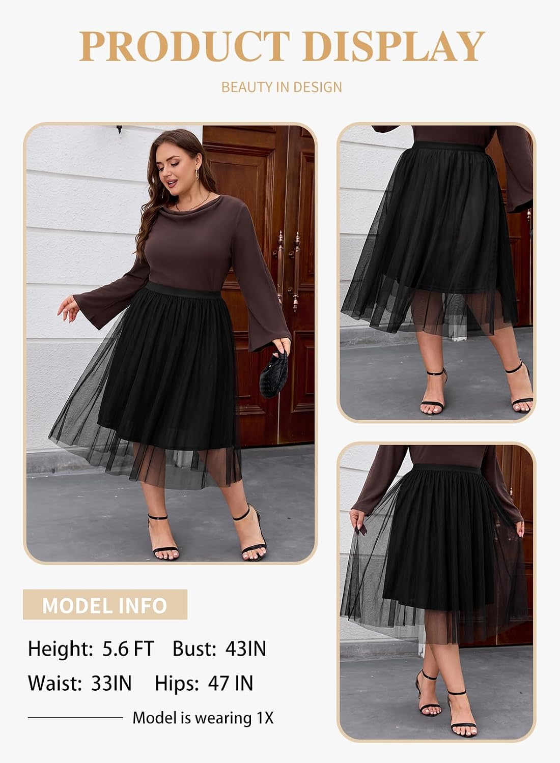 Eytino Plus Size Maxi Skirts for Curvy Women