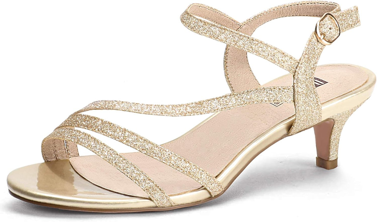 IDIFU Women's Dressy Strappy 2 Inch Low Kitten Heels Open Toe Heel Sandals