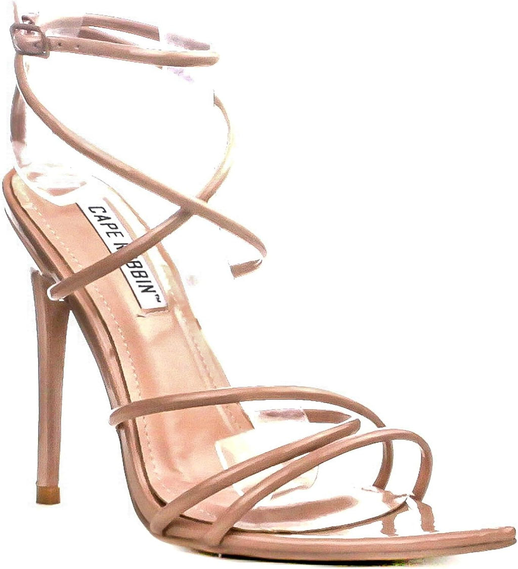Cape Robbin Women's Strappy Pointy Open Toe Ankle Strap Stiletto Sandal-Ada