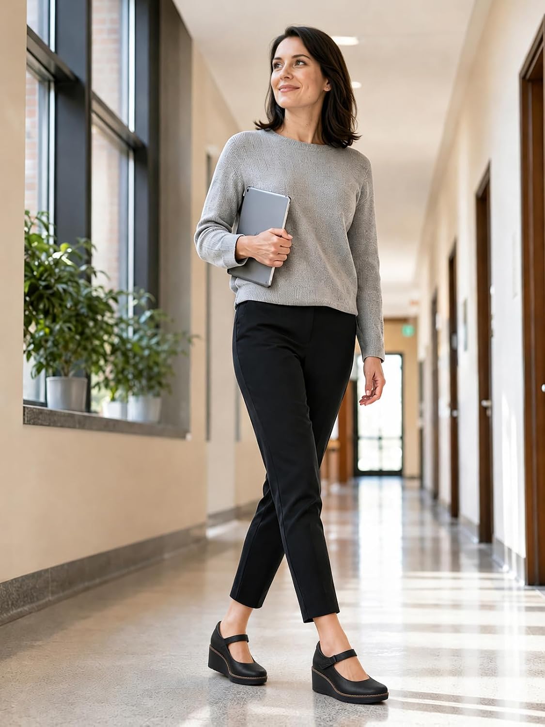 SHIBEVER Women Mary Jane Shoes: Casual Comfortable Arch Support Work Pumps