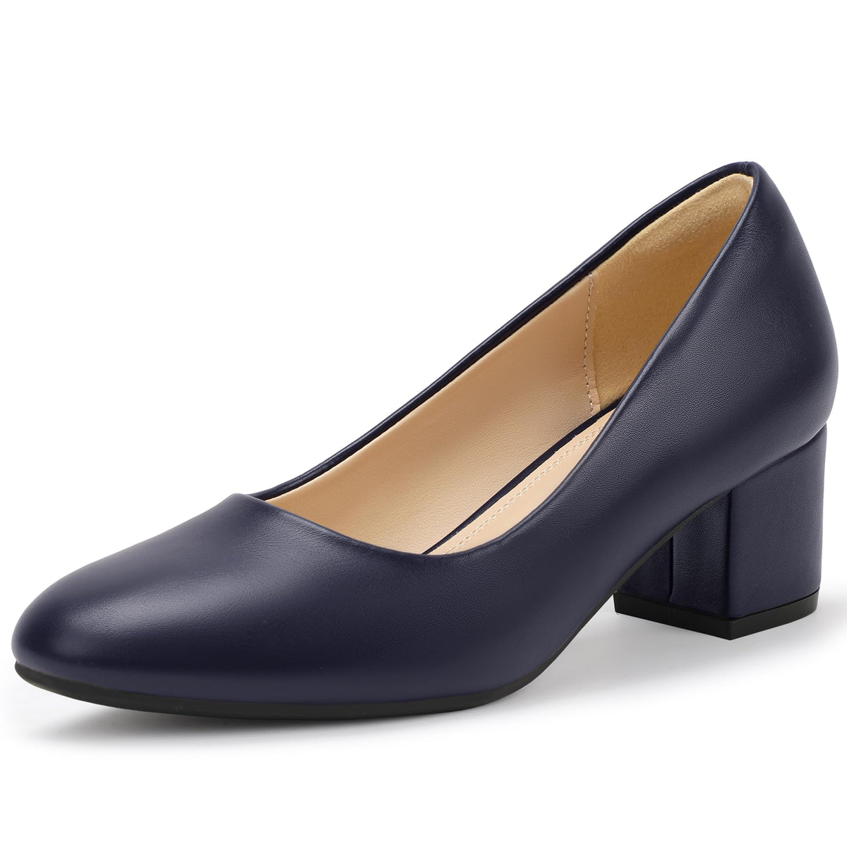 IDIFU IN2 Closed Toe Low Heels Block Chunky Short Pumps Shoe