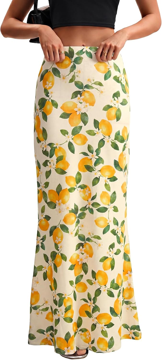 KIFOVEN Women's High Waist Elastic Flare Sexy Bodycon Basic Slim Maxi Skirt