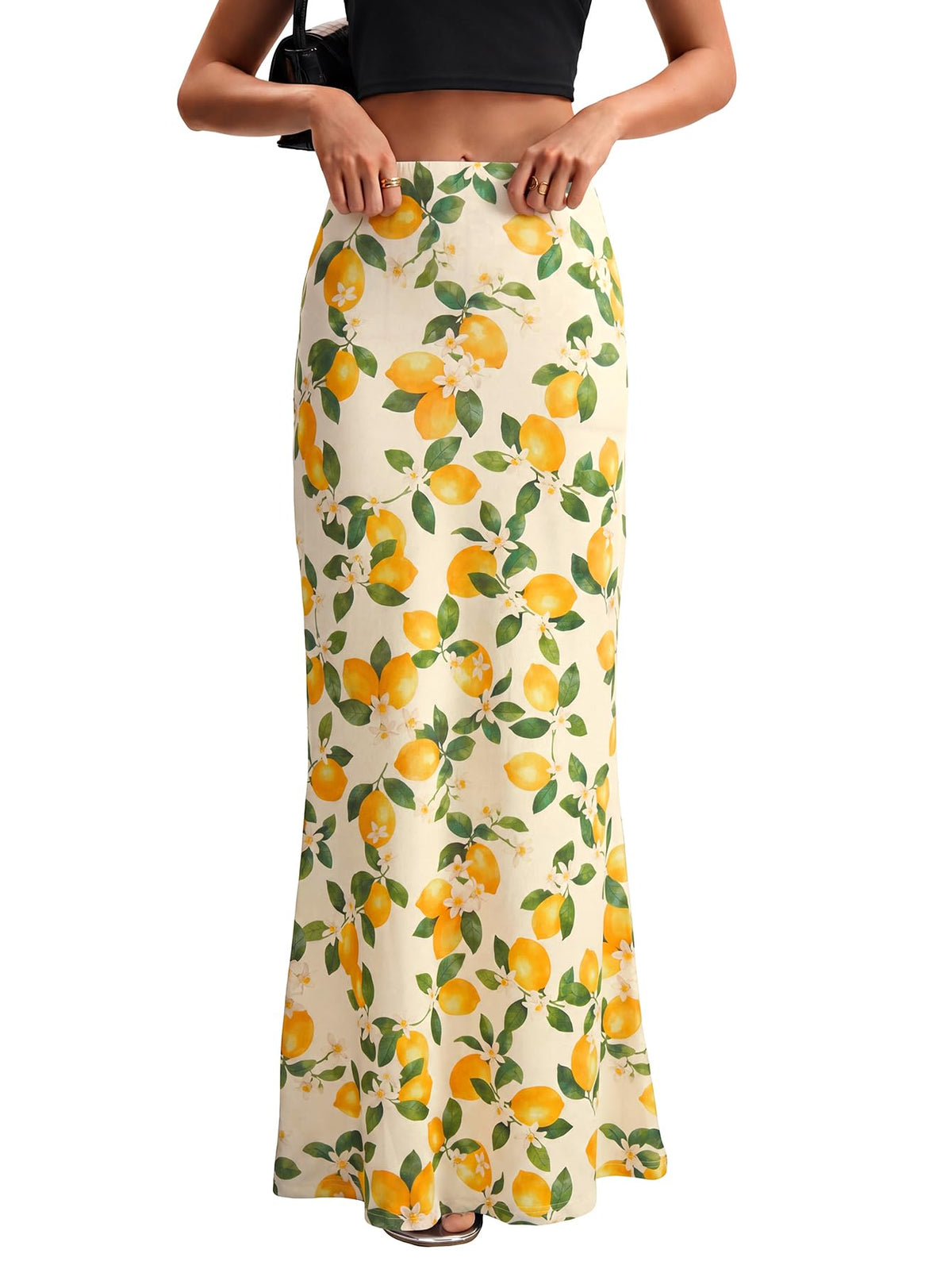 KIFOVEN Women's High Waist Elastic Flare Sexy Bodycon Basic Slim Maxi Skirt