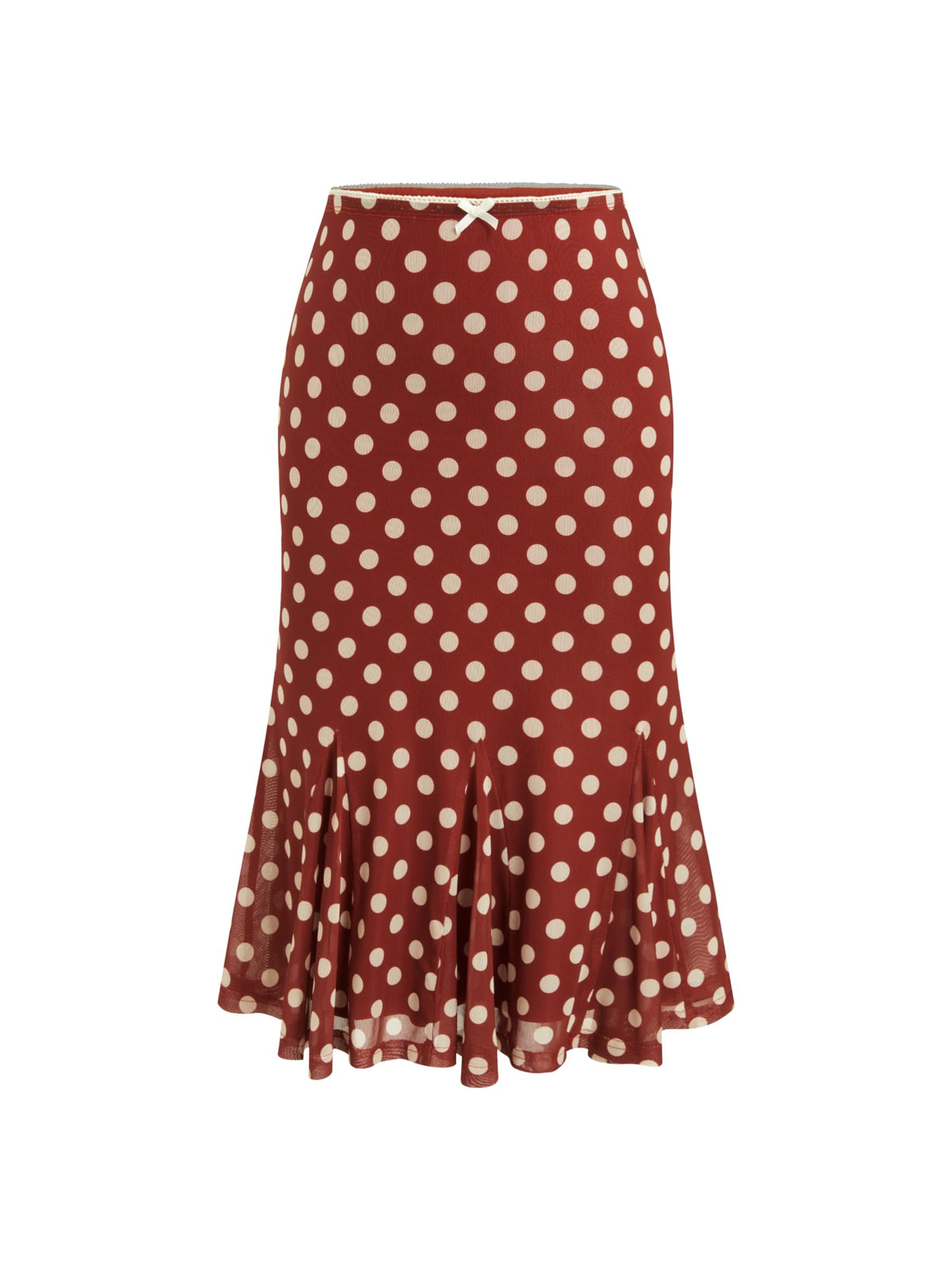 CIDER Womens Polka Dot Midi Skirt Bowknot Sheer Mesh Trendy Skirt
