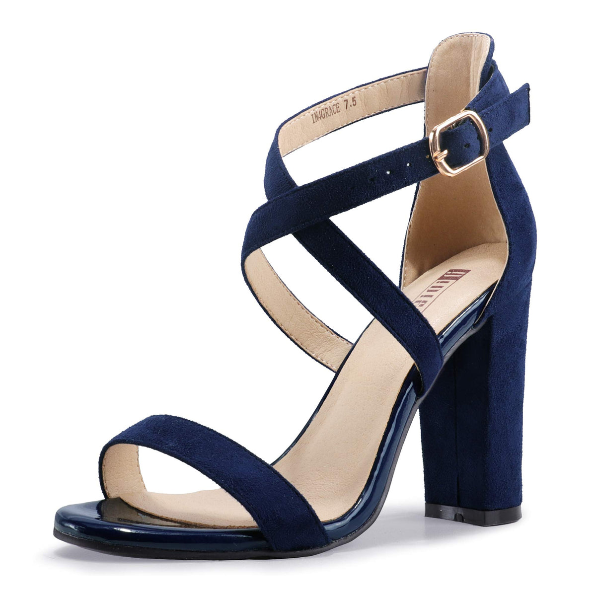 IDIFU IN4 Strappy Heels Chunky High Open Toe Ankle Strap Heeled Sandals