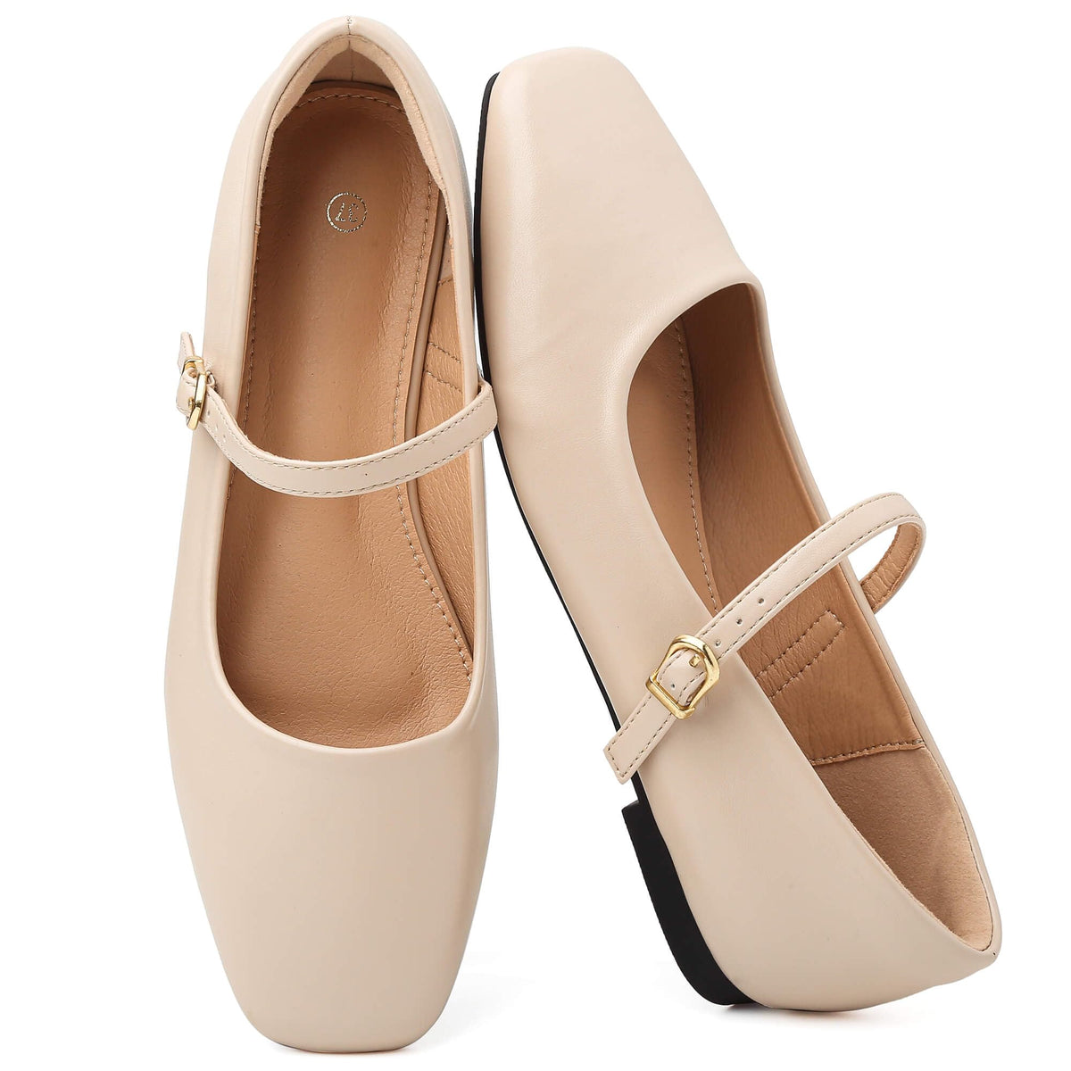 Womens Ballet Flats Mary Jane Shoes Square Toe Adjustable Strap Dress Shoes
