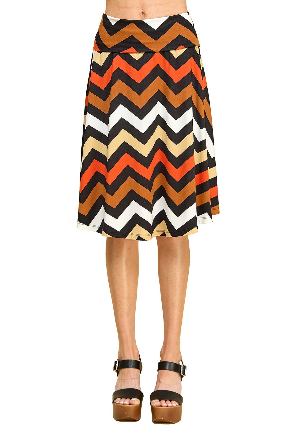 Lock and Love Women's Solid Ombre Lightweight Flare Midi Pull On Closure Skirt S-XXXL Plus Size