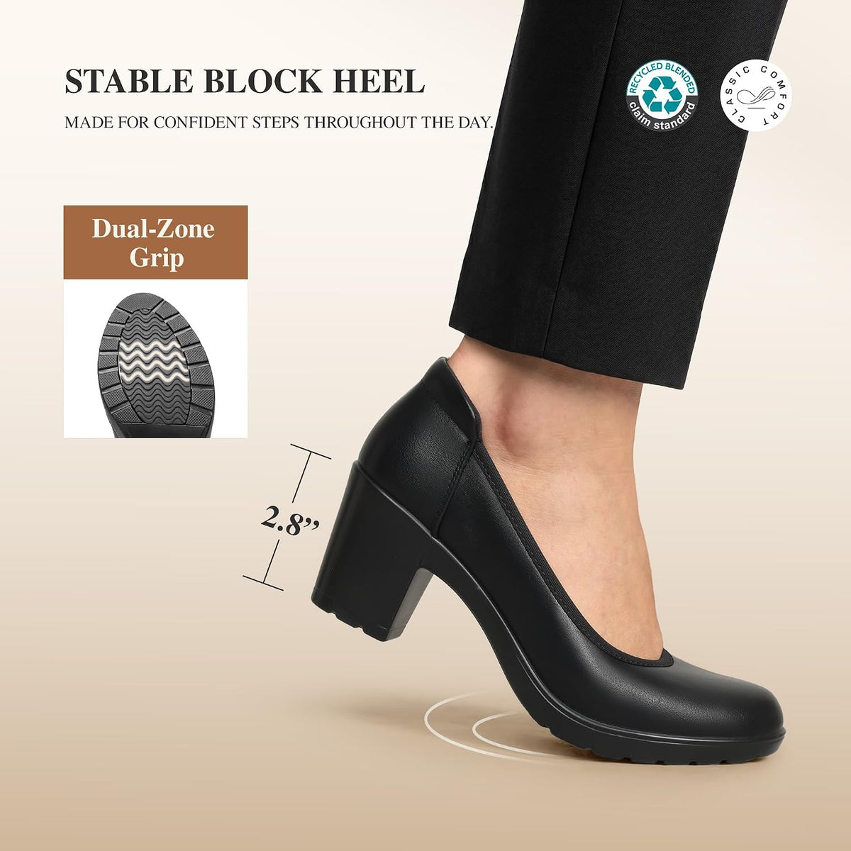 DREAM PAIRS Women's Chunky Round Toe Dress Shoes