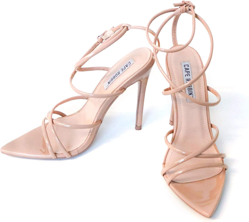 Cape Robbin Women's Strappy Pointy Open Toe Ankle Strap Stiletto Sandal-Ada