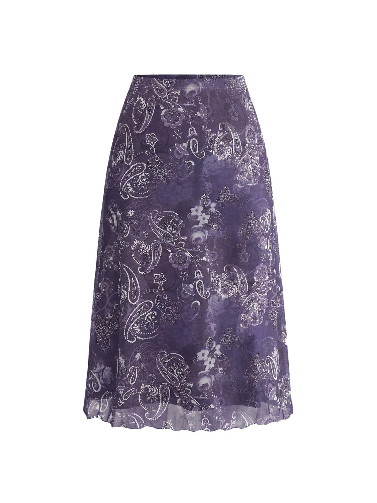 SOLY HUX Women's Plus Size Floral Mesh Midi Skirt A Line Flowy Skirts