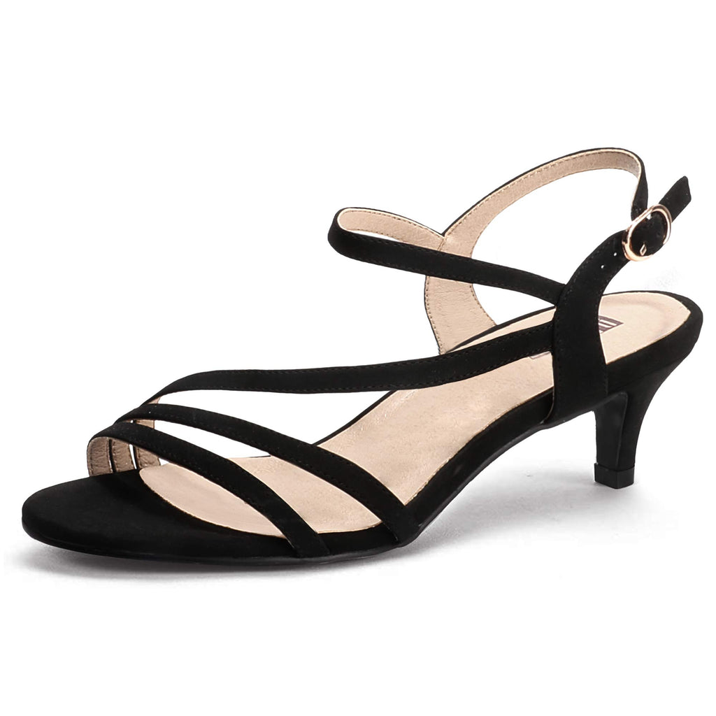IDIFU Women's Dressy Strappy 2 Inch Low Kitten Heels Open Toe Heel Sandals