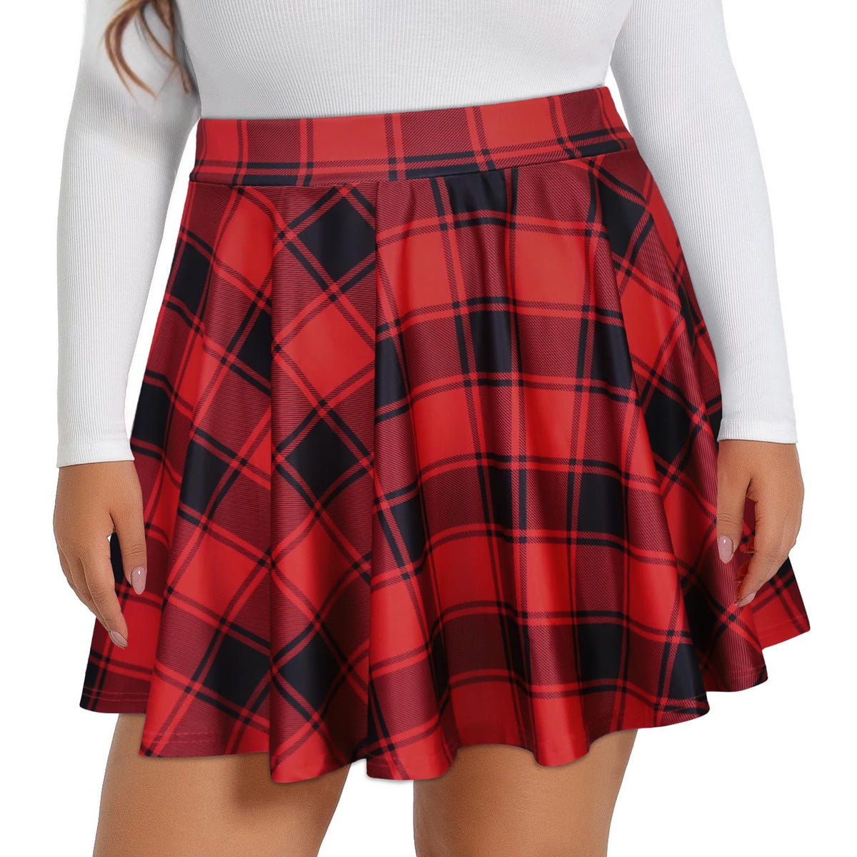 Plus Size Skirts for Women Summer Pleated Flowy High Waisted Short Skirt