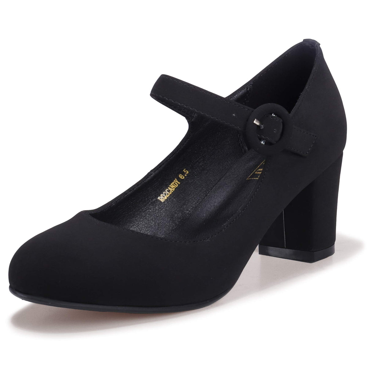 IDIFU Women's Mary Jane Dress Shoes Low Block Closed Round Toe Heels