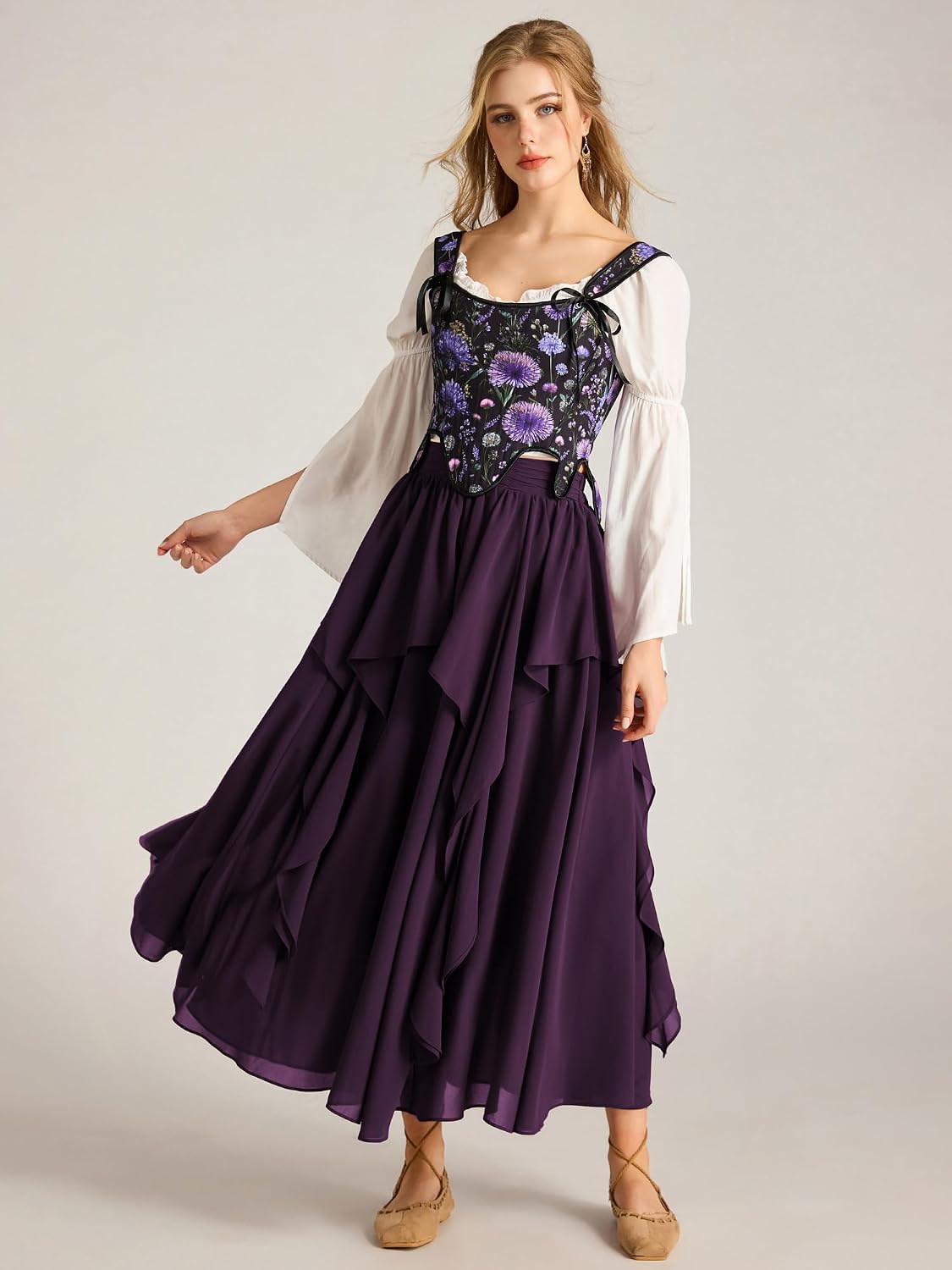 Scarlet Darkness Maxi Skirts for Women Renaissance High Waist Long Skirt