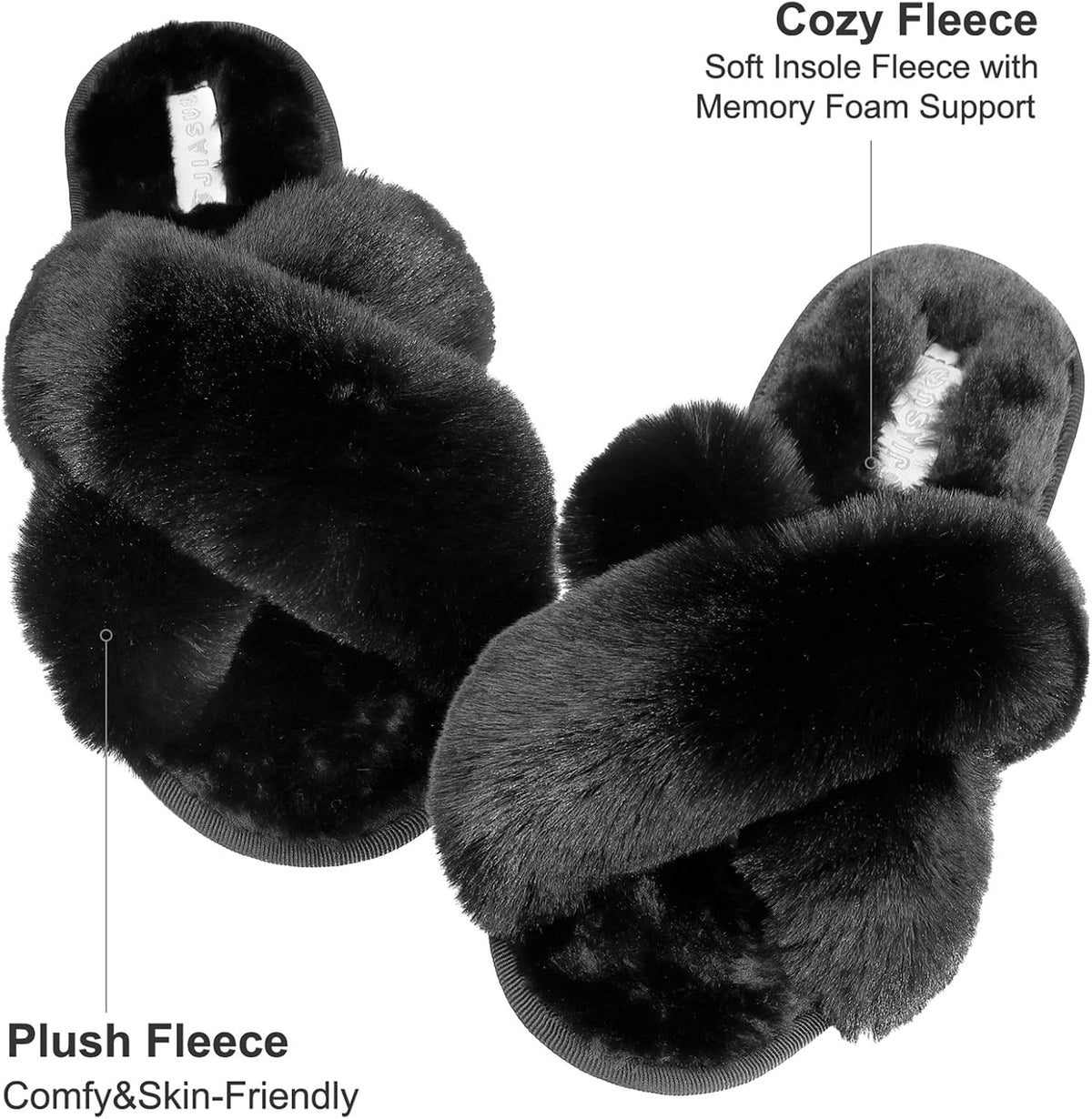 JIASUQI Womens Slippers Fuzzy Fluffy House Slippers for Women House Shoes