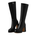 EQAUDES Platform Knee High Boots For Women Tall Fall Chunky Heel Boot