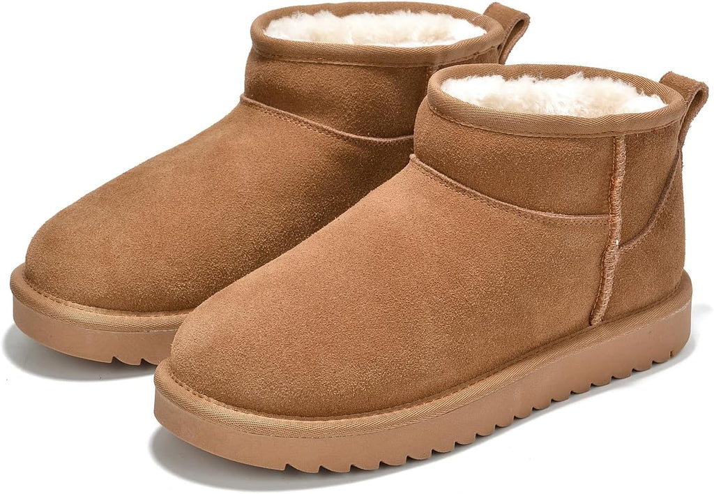 100% Genuine Leather Womens Boots Fur-Lined Booties Ankle Boots for Women