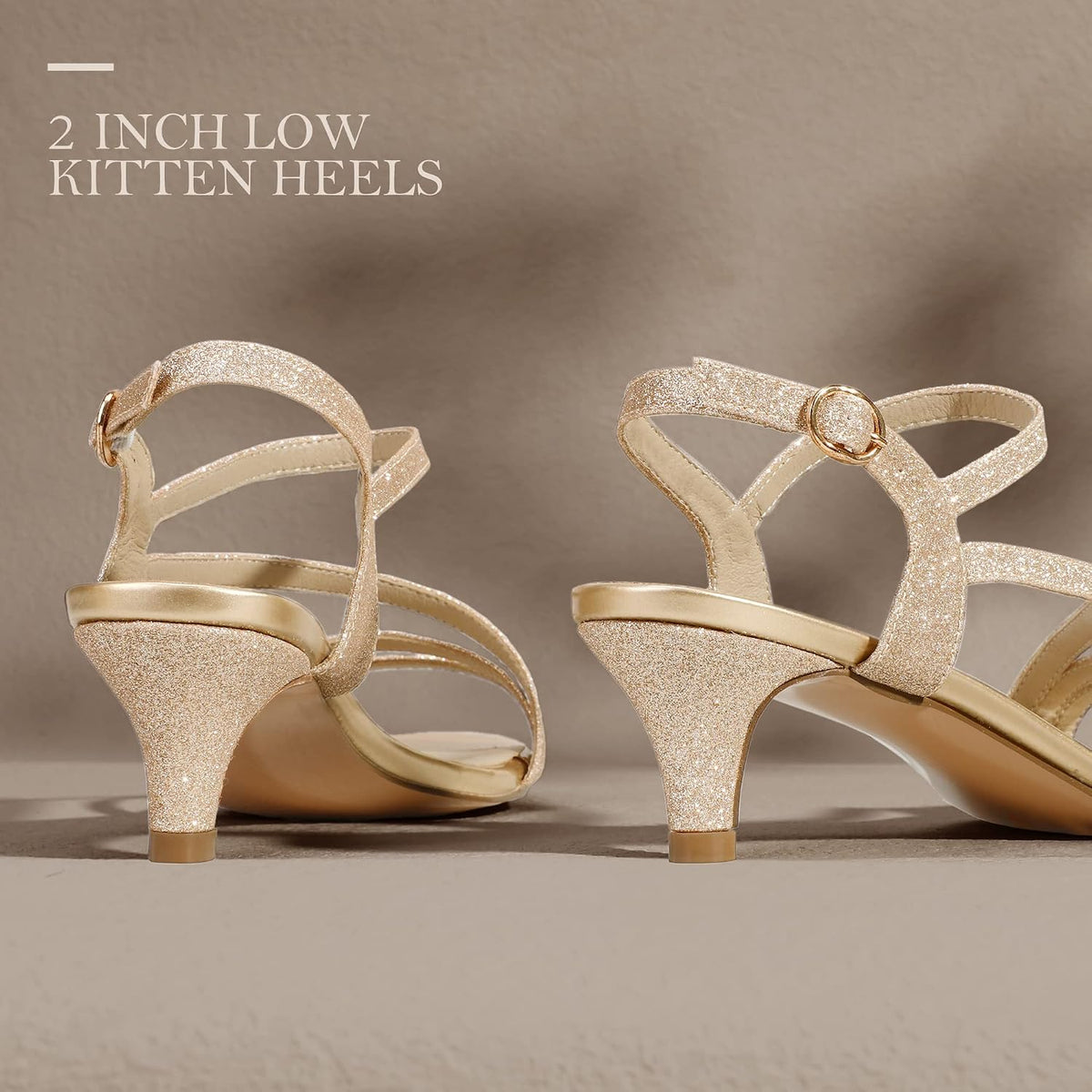 IDIFU Women's Dressy Strappy 2 Inch Low Kitten Heels Open Toe Heel Sandals