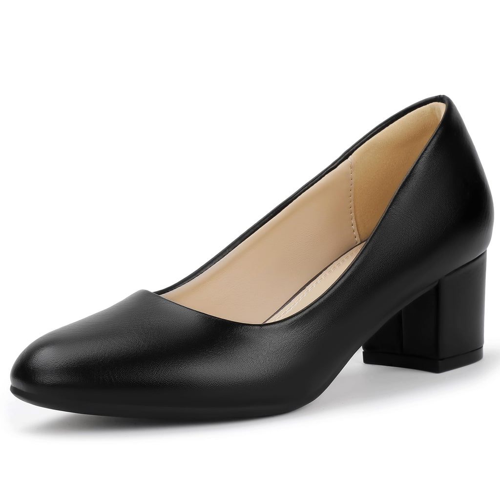 IDIFU IN2 Closed Toe Low Heels Block Chunky Short Pumps Shoe