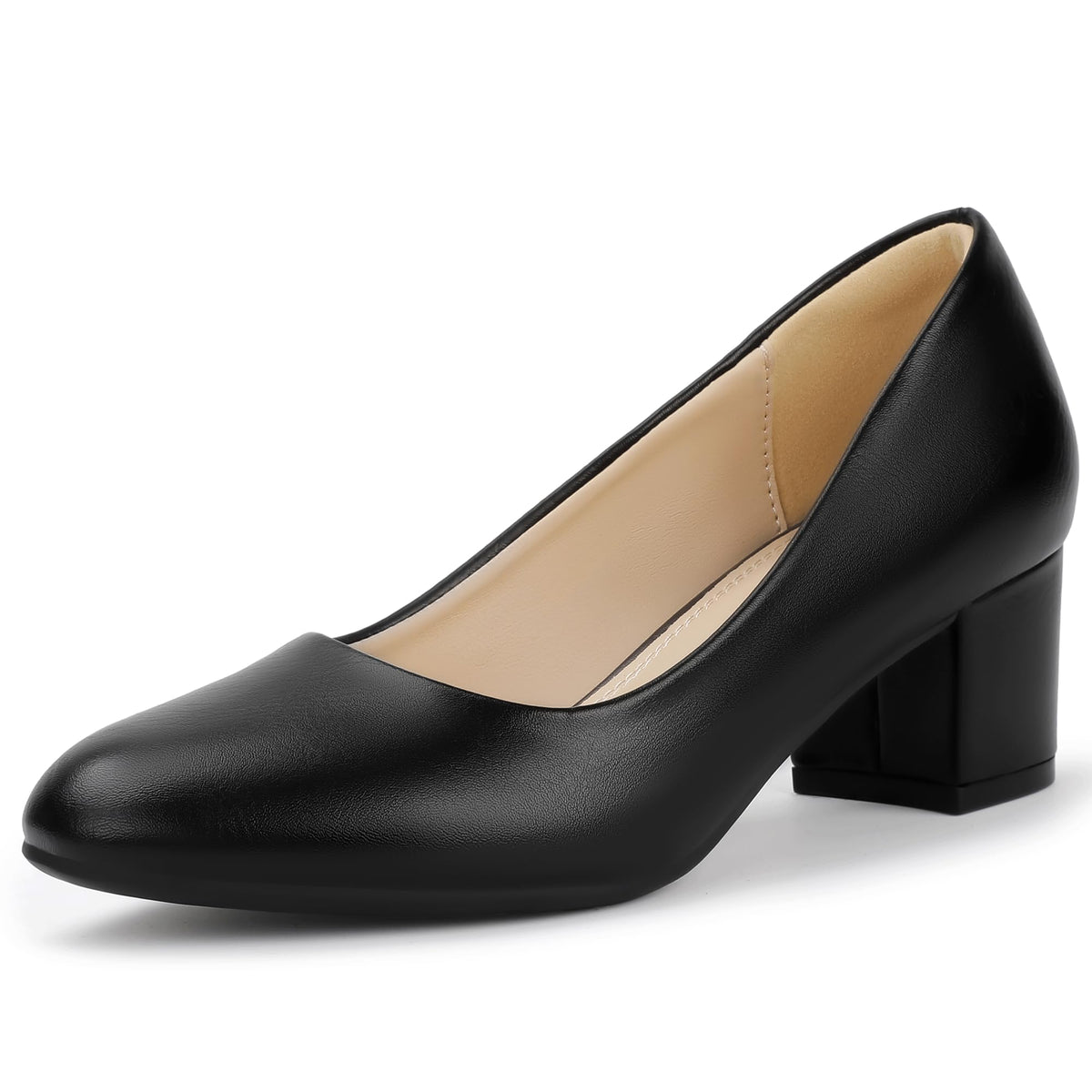 IDIFU IN2 Closed Toe Low Heels Block Chunky Short Pumps Shoe