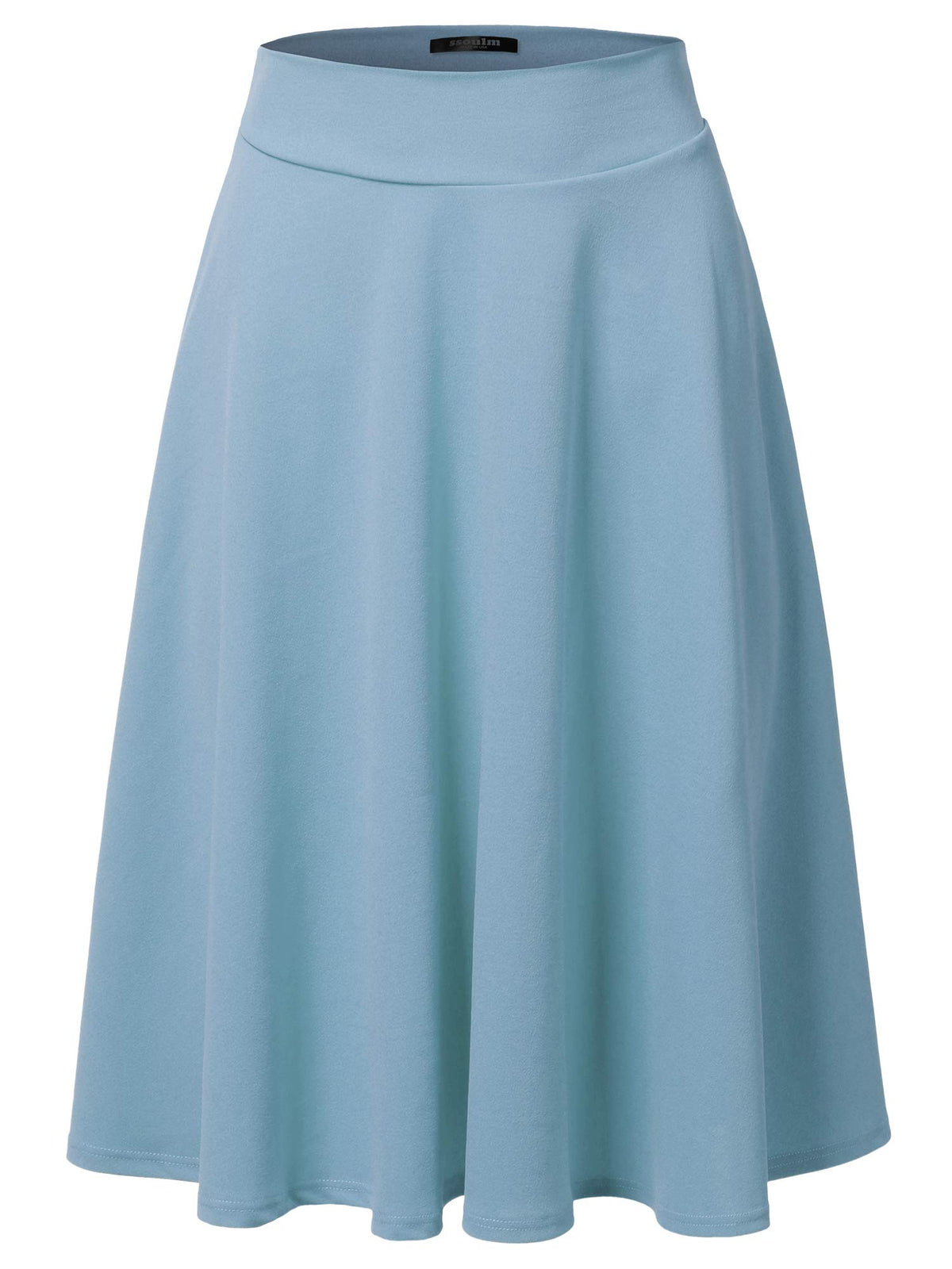 SSOULM A-Line Midi Skirt - Made in USA - Stretchy High Waisted Flare Skirts with Plus Size