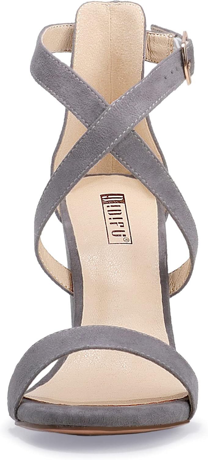 IDIFU IN4 Strappy Heels Chunky High Open Toe Ankle Strap Heeled Sandals