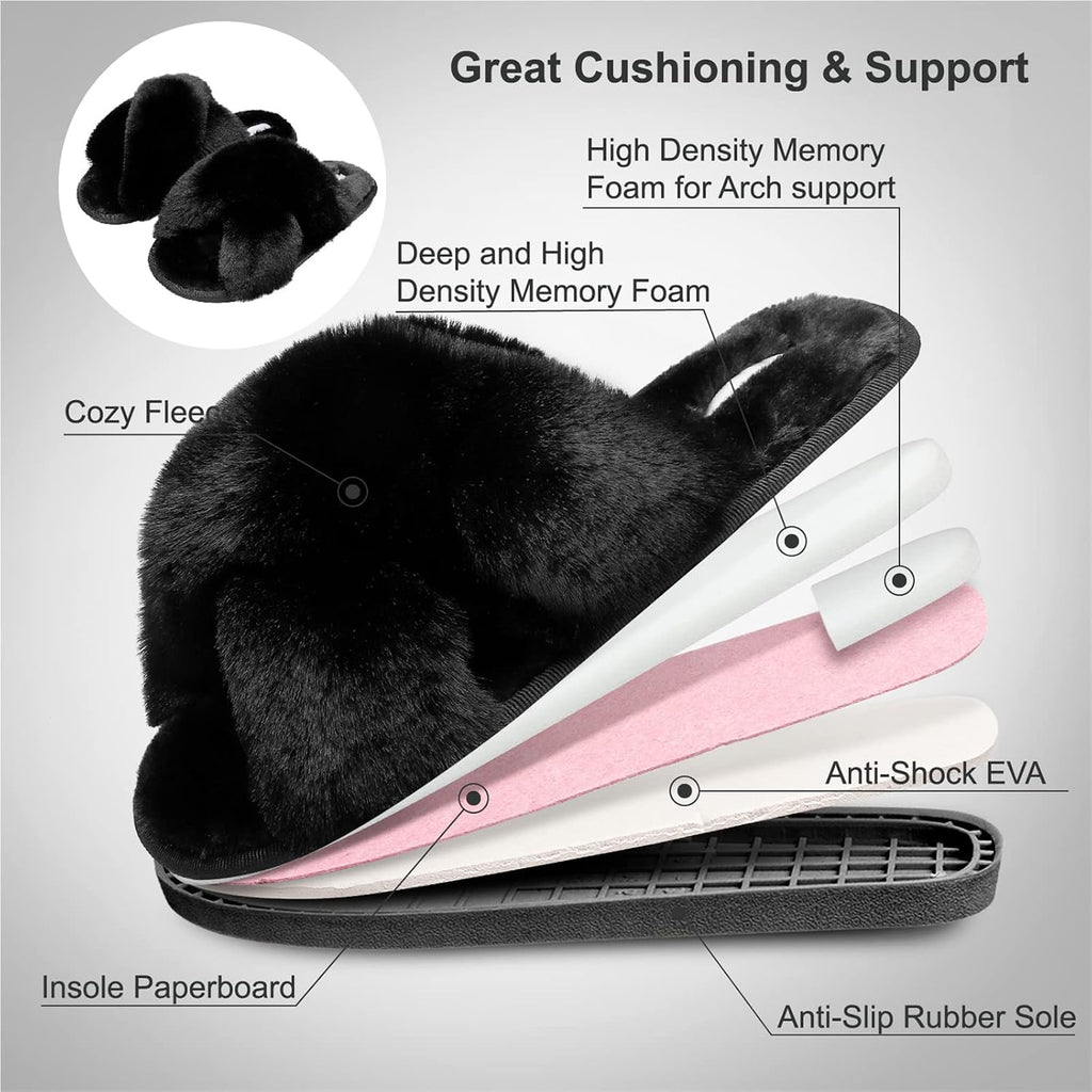 JIASUQI Womens Slippers Fuzzy Fluffy House Slippers for Women House Shoes