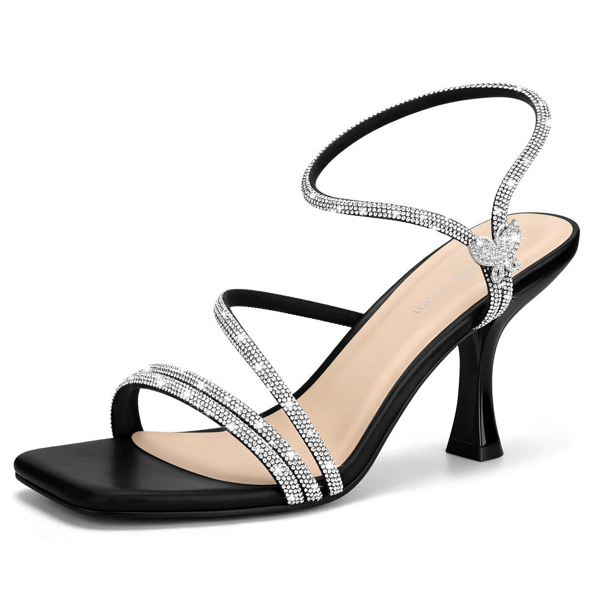 Women's Strappy Kitten Heels Square Open Toe Sandals Party Wedding Ankle Strap Shoes