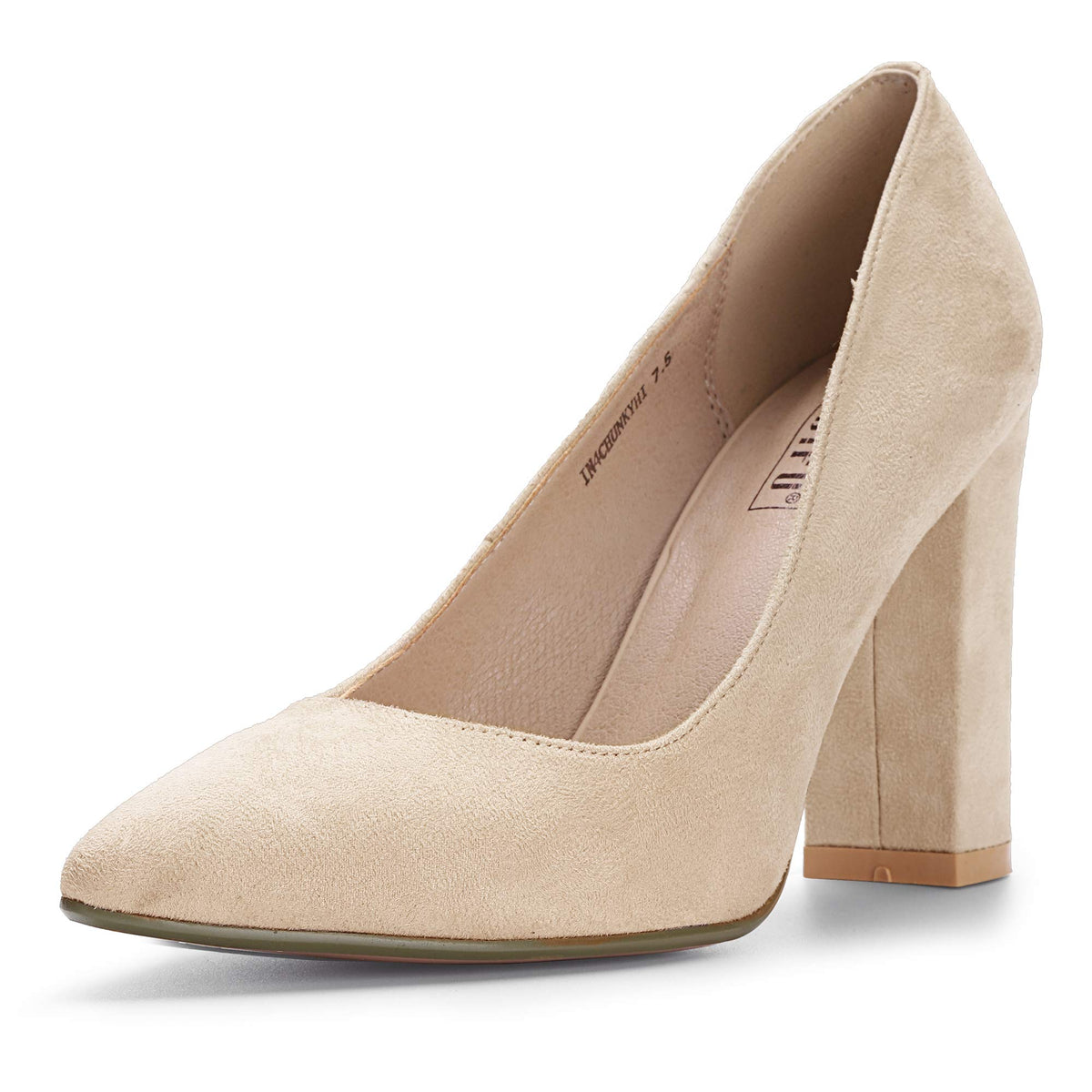 IDIFU Women's IN4 Chunky High Heels Closed Pointed Toe Pumps