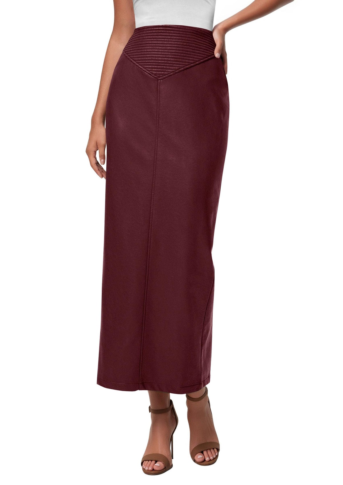 PRETTYGARDEN Women's Faux Leather High Waisted Maxi Skirts