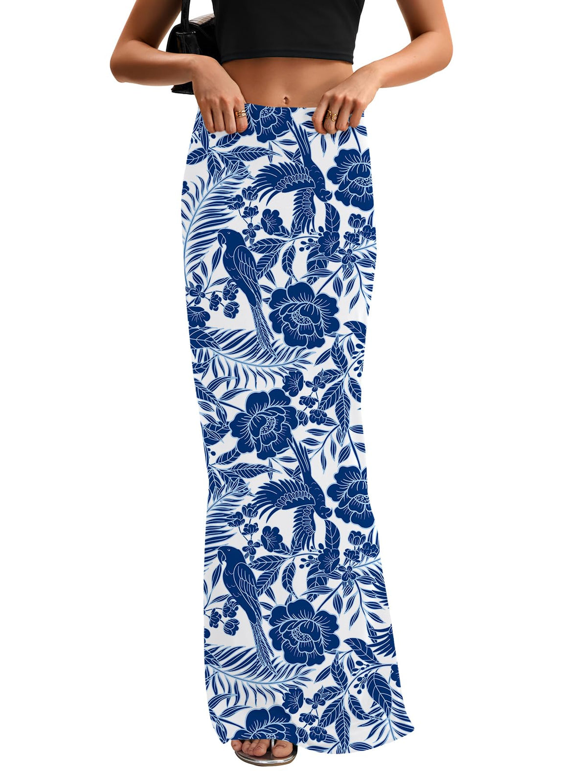 KIFOVEN Women's High Waist Elastic Flare Sexy Bodycon Basic Slim Maxi Skirt